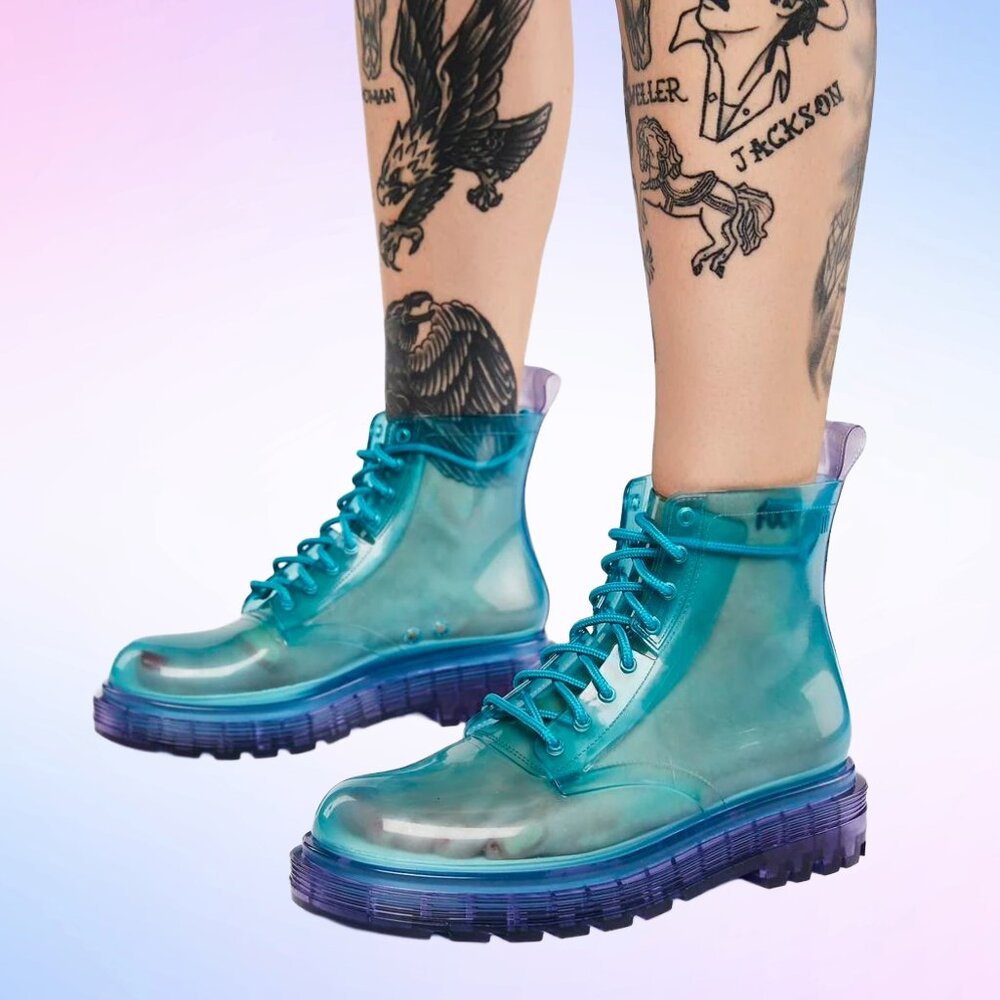 Hard To Find Melissa Coturno Transparent Jelly Combat Boots